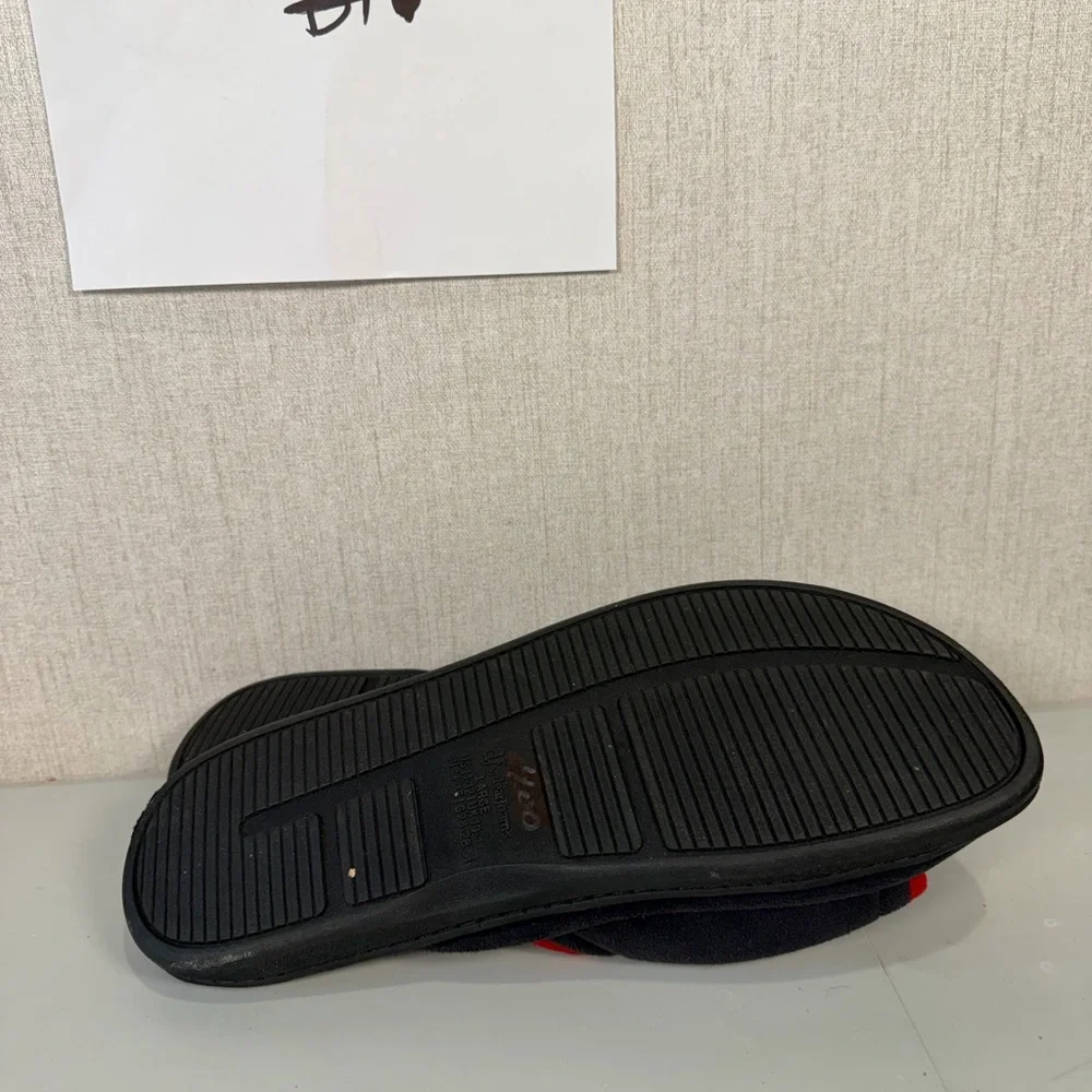 dearfoam slippers mens Size 11-12‎ Black And Red